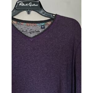 ROBERT GRAHAM PURPLE FINE STRIPE KNIT PULLOVER CREWNECK SHIRT TOP SZ M / MEDIUM